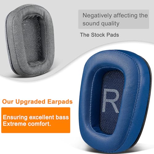 Image of SOULWIT Protein Leather Ear Pads Cushions Replacement for Logitech G35 G930 G933 G935 G633 G635 G533 G430 G431 G432 G433 Gaming Headset, Earpads for G332 G230 G231 G233 Headphones - Navy Blue