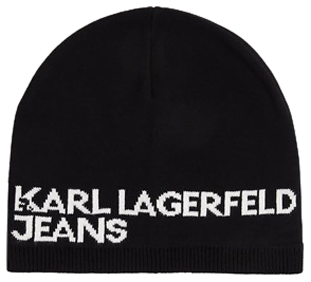 KARL LAGERFELD JEANS Women Single Layer Logo Beanie Black One Size