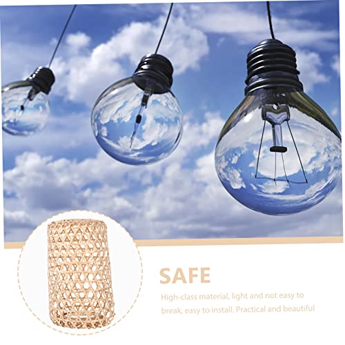 Hoement 3Pcs Bamboo Lampshade Ceiling Fan Light Shades Lamp Shell Shade Rattan Chandelier Lamp Shade Floor Outlet Vintage Decor Rattan Lamp Shade Light Shell Cover Lamp Accessory Supplies #TOP1