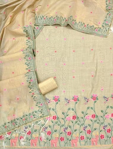 Image of DEVANGI Women's Jamdani Cotton Unstitched Suit & Dupatta Material