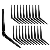 20 Pack Shelf Brackets 10 x 12 Inch, Heavy Duty Black Metal Floating Shelves Bracket, L Bracket Corn