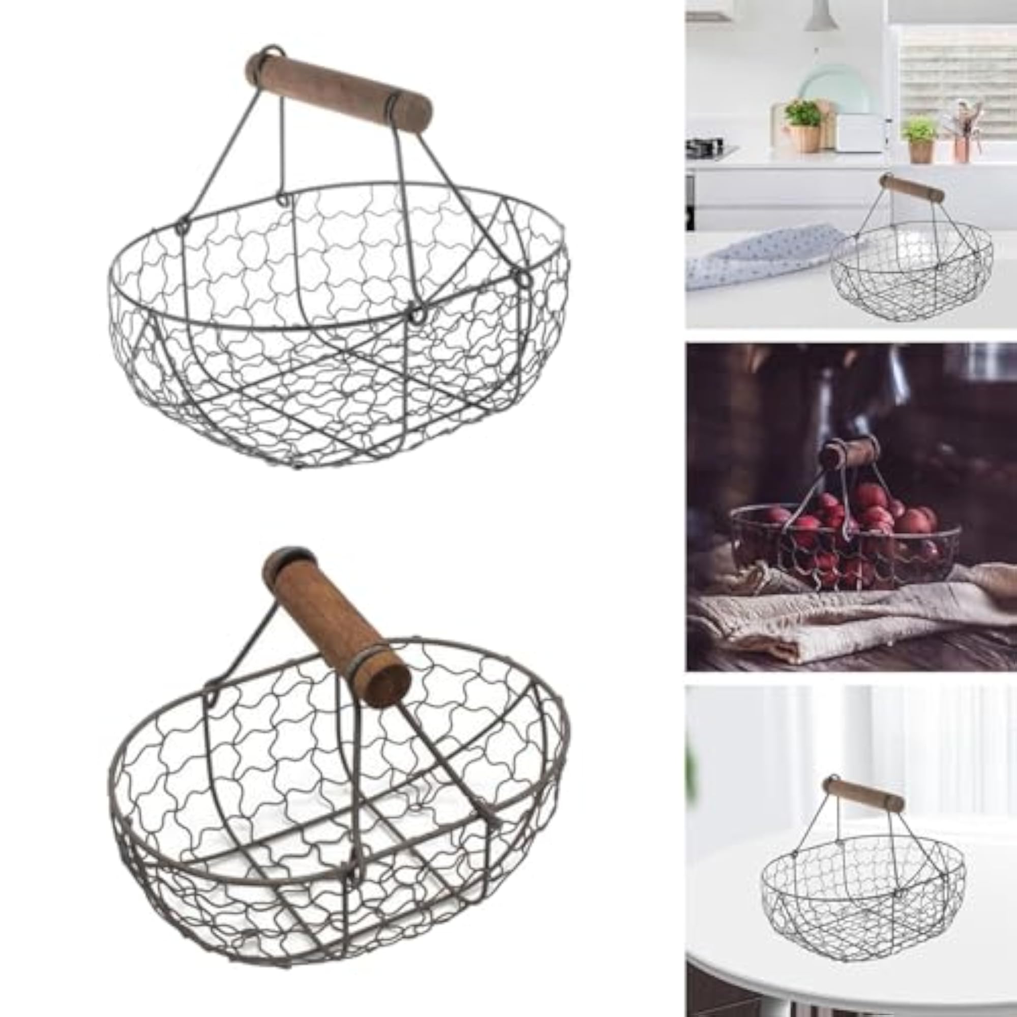 Geometric Fruit Basket Serving Tray in Rustic Metal
