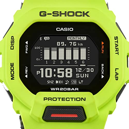 Casio G-Shock G-Squad Move Digital Connected Lime Green Resin Strap Fitness Watch GBD200-94