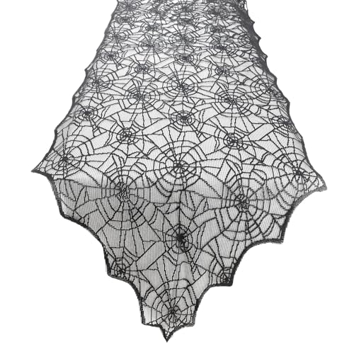 Halloween Tischläufer Tischläufer Spinnennetze Spider Web Table Mat Halloween Tischdeko Halloween-Geist Für Drinnen Und Draußen Halloween Schwarzer Spitze Tischläufer Tischdecke Halloween Deko