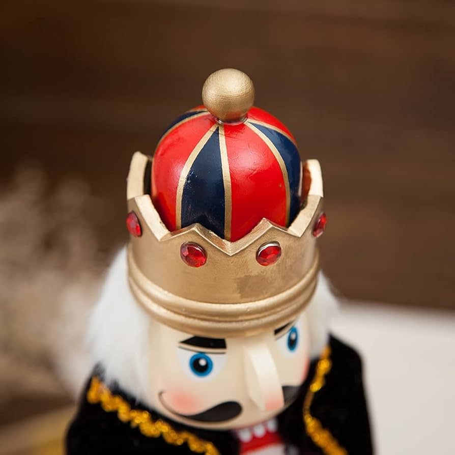 Cascanueces Decorativo De Madera Pintado A Mano, 25 Cm - Figura Navideña De Soldado Rey, Ideal Para Decorar En Navidad Y Como Coleccionable
