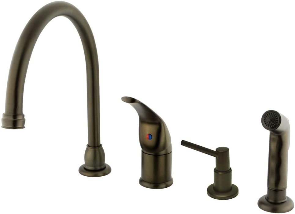 Oil Rubbed Bronze Widespread Kitchen Faucet with Side Sprayer and Soap Dispenser