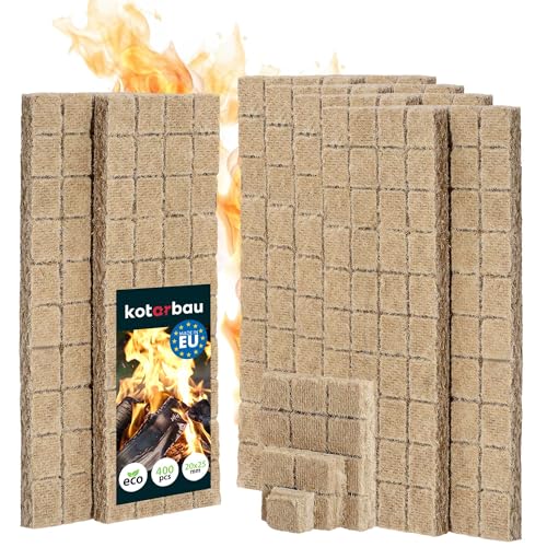 KOTARBAU® Lot de 400 Pièces Allume Feu Cube - Laine De Bois - 25 x 8 x 13 cm - Naturel - Allume Feu Barbecue - Cheminée Four Bois