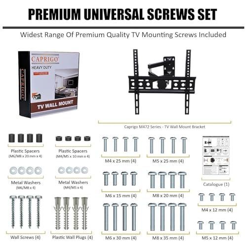 Image of Caprigo Full Motion TV Wall Mount Bracket for 26 to 50 Inch LED /HD /Smart TV's, Universal Heavy Duty TV Stand for Wall with Swivel Rotation & Tilt Adjustments (M472)