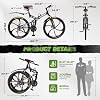 Betterland 26 Inch Mountain Bike, 21 Speeds Full Suspension Folding Bikes, Dual Disc Brake, High Carbon Steel Frame and Non-Slip Quick Release tire Bicycle for Adult