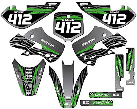 2002-2009 KLX 110 Tigre Black Senge Graphics Complete Kit with Rider I.D. Compatible with Kawasaki