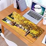 KDWJS Gaming Mauspad XXL 90x40cm Mousepad Groß Vernähte Kanten Anti-Rutsch für PC,Natur, schöner Herbstwald im Stadtpark Sankt Petersburg, Russland, lä,Laptop Verbessert Präzision und Geschwindigkeit