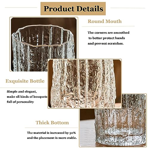 QEEYON Glass Vase, Handmade Clear Glass Cylinder Posy - Image 2