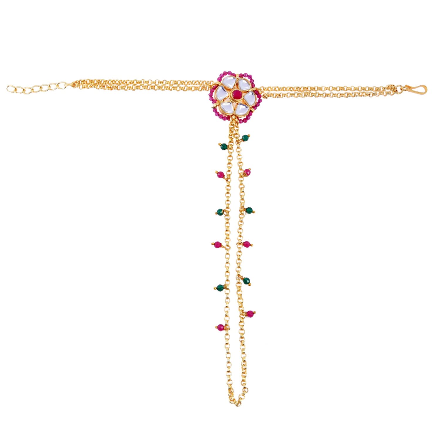 Payal Jewellers Gold Plated Ring Bracelet | Kundan and Pearl Haath Phool | Panja | Bracelet for Girls & Women (B09YRT5C3P) Amazon Price History, Amazon Price Tracker