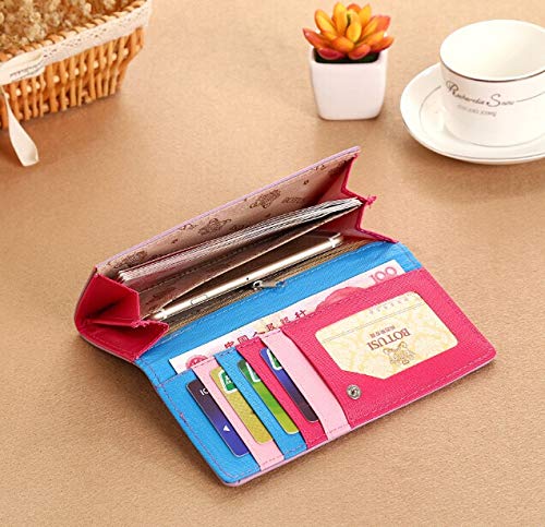 Paris Effiel Tower Cartoon PU Leather Wallet Cash Coin Long Purse Card Holder for Women & Girls (Watermelon Red)4