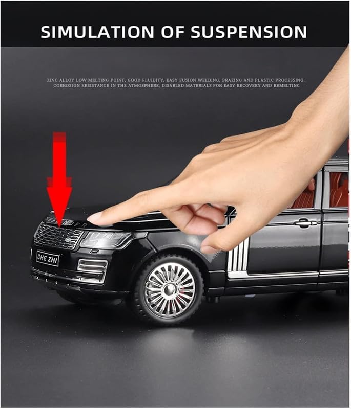 Image of 1:24 Metal Land Rover SUV Alloy Diecast Model Car Pull Back Vehicle with Openable Doors, Sound & Light, Toy for Kids Boys Girls, Collectible Die-cast Model Car (Green)