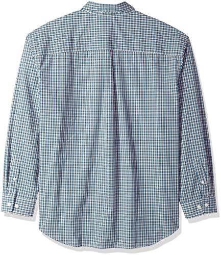 Arrow 1851 Men's Tall Hamilton Poplins Long Sleeve Button Down Plaid Shirt, Storm Blue, 2X-Large Big2