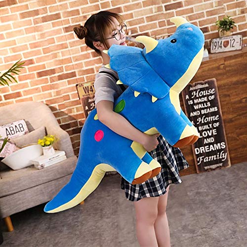 Simulazione Creativa Triceratopo Peluche Giocattolo Morbido Dinosauro Cuscino Bambola Animale Farcita Decorazione Della Casa Per I Bambini Regalo Di Compleanno 100 cm Rosa