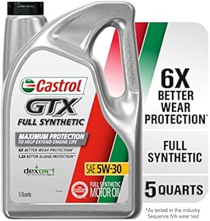 Castrol GTX Full Synthetic 5W-30 Motor Oil, 5 Quart Jug