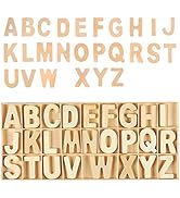 Lettere maiuscole in legno, 130 pezzi fai da te in legno naturale alfabeto colore naturale (26 lettere inglesi 5 P...