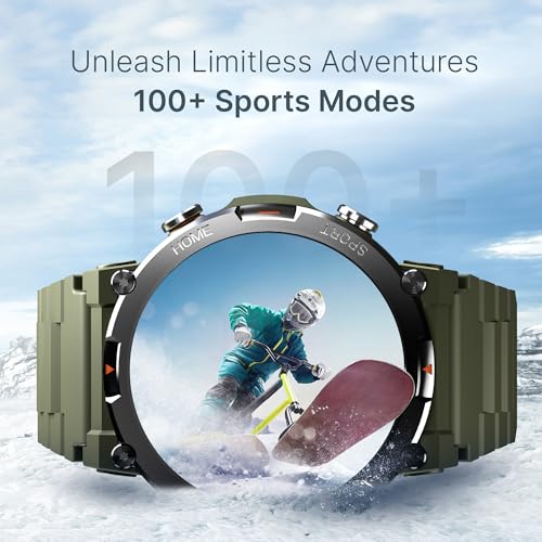 Image of CrossBeats Everest Smart Watch for Men 1.43 inch True AMOLED, Always ON Display Bluetooth Calling Rugged Outdoor Military Standard Certified Upto 15 Days Battery Life Smartwatch 100+ Sports Mode (Green)