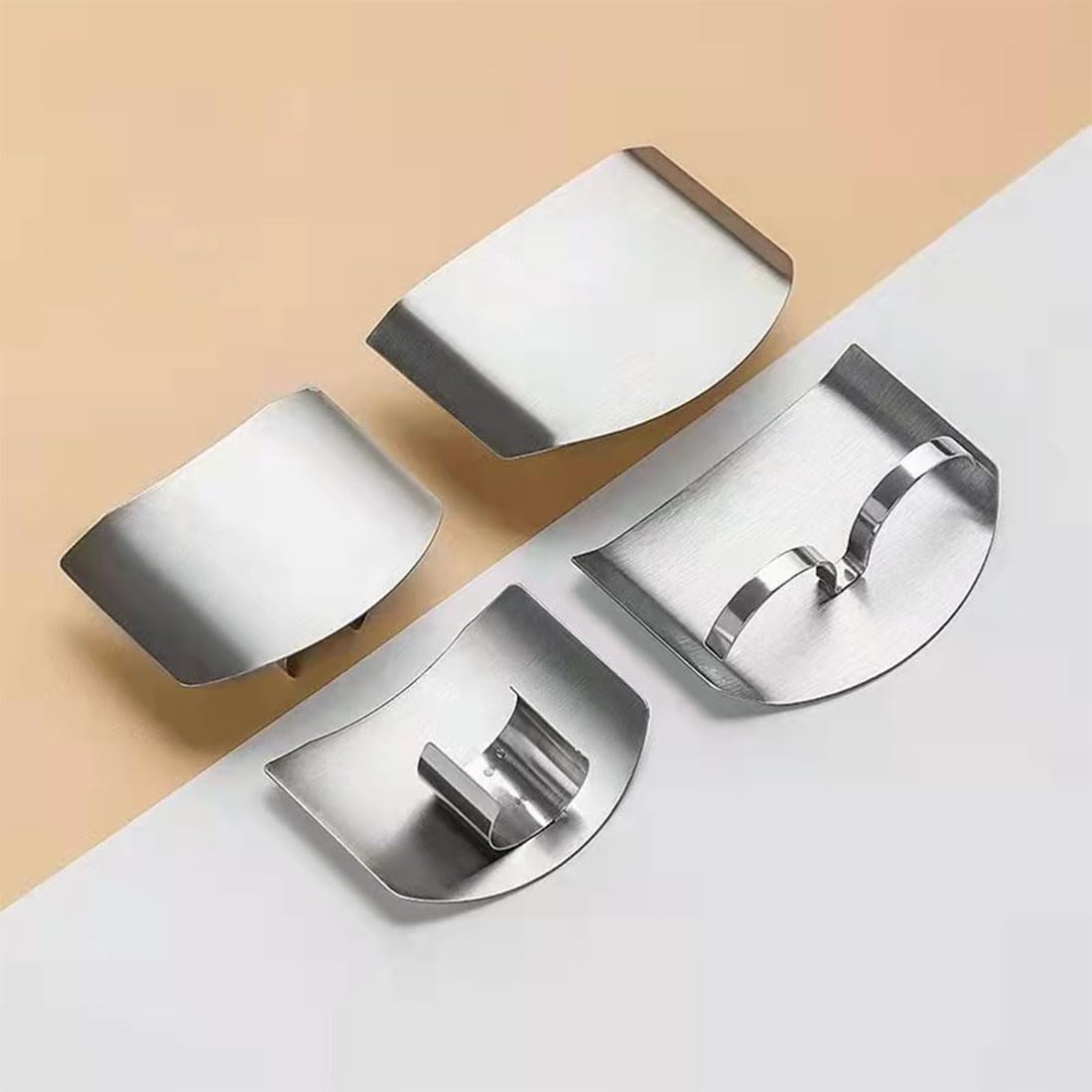 Protector de dedos de acero inoxidable para cortar alimentos, cuchillo, 2 unidades