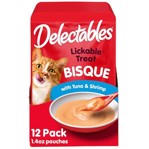 Image of Delectables Bisque Lickable Wet Cat Treats - Tuna & Shrimp - 12 Pack
