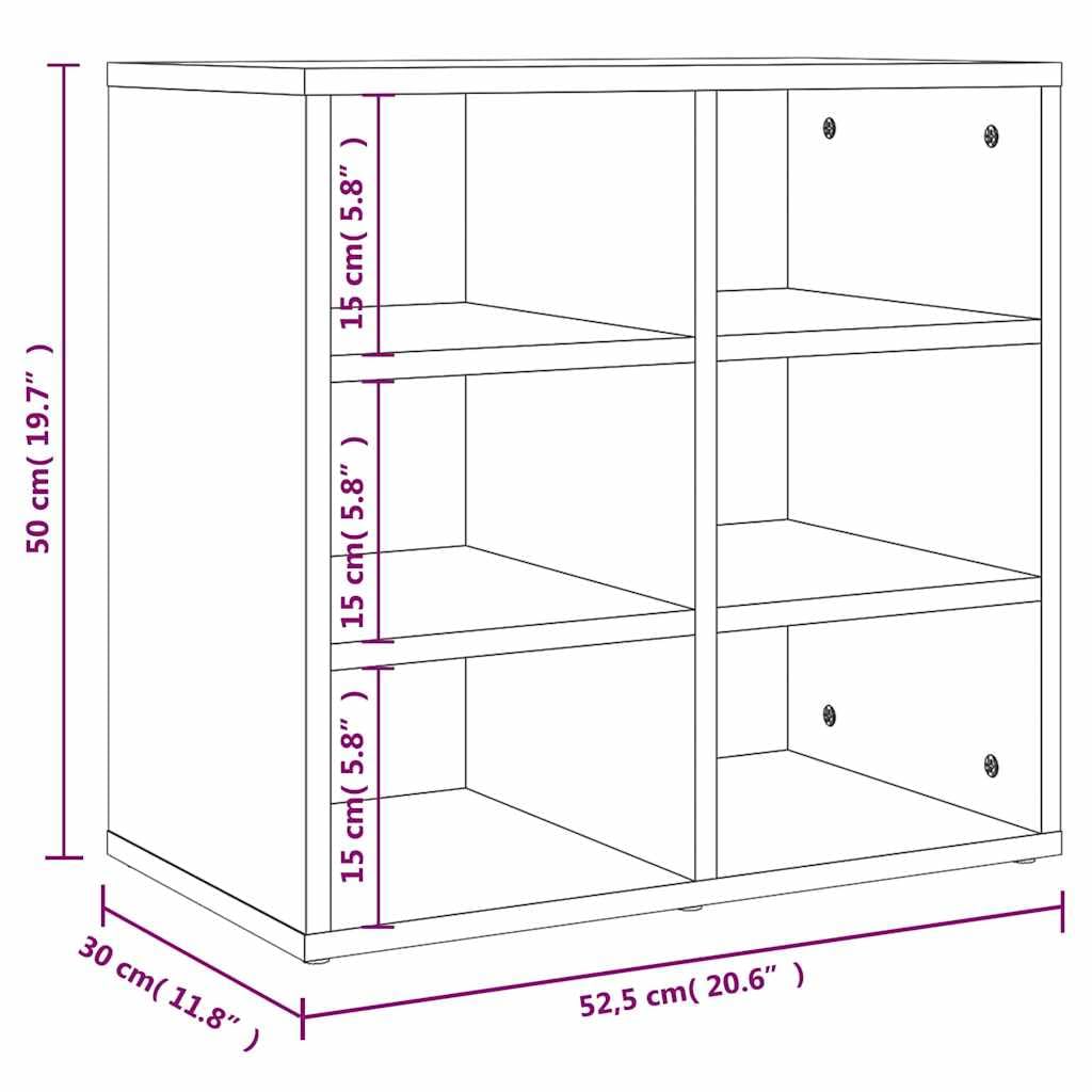 Scarpiera in legno d'ingegneria, 6 scomparti, 52,5 x 30 x 50 cm