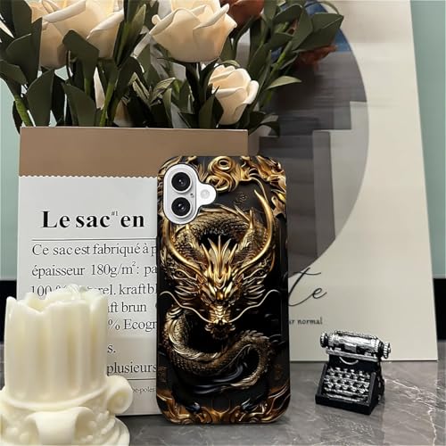 CARLOCA Compatible with iPhone 16 Case,Golden Dragon Soft TPU + Hard PC 2-in-1,Anti-Scratch Soft TPU Shockproof Unique Protective Cover Pattern Design - image 7