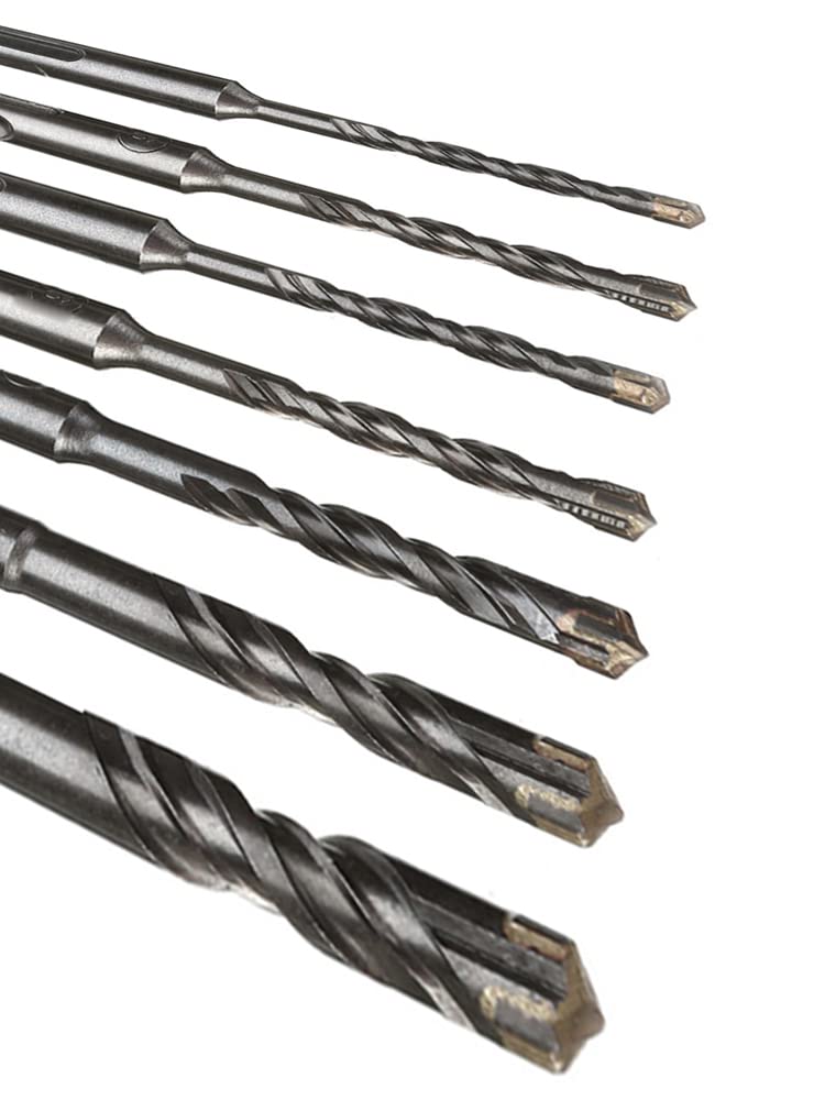 Wiertła SDS, 7-częściowy zestaw wierteł udarowych SDS Plus 110 mm Wiertła do muru 4/5/6/7/8/10/12 mm Wiertła z węglików spiekanych do kamienia, betonu, cegły