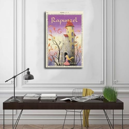 Wigonda Rapunzel Vintage Literary Canvas Poster Wall Art Prints Room Aesthetic Murals Bedroom And Living Decorations Frame 12x18inch - 2