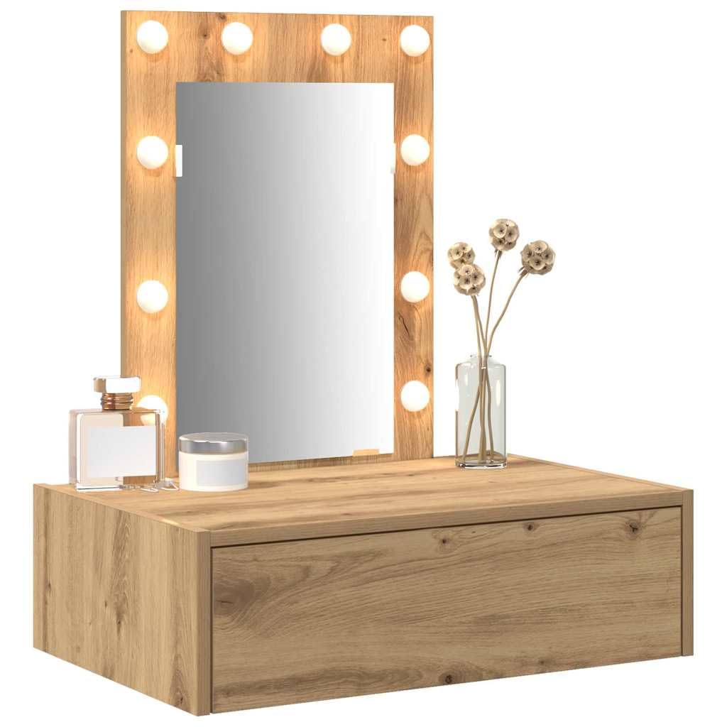 vidaXL Mesa Tocador Marrón 60 x 40 x 70 cm Madera de ingeniería | Ideal para lugares pequeños, El acabado en roble artesano calienta tu decoración, Tiene un cajón grande para tus cosméticos