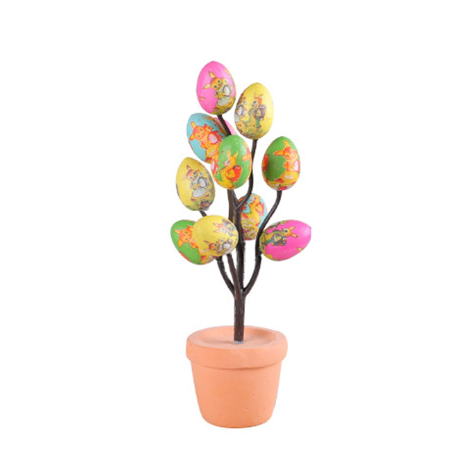 NEWFT Easter Decoration Tabletop Easter Tree Simulated Potted Plant with Foam Eggs for Home, School, and Mall