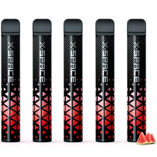 電子タバコ ベイプ シーシャ 使い捨て vape 10000回吸引可能 持ち運び便利 大容量 禁煙パイポ 禁煙グッズ 水蒸気タバコ 爆煙 フレーバースティック ニコチンなし タールなし X-SPACE (スイカ5本)