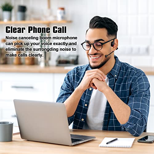 Image of Bone Conduction Headphones Bluetooth with Mic Wireless Computer Headsets with Microphone Open Ear Bluetooth Earphones Noise Cancelling Multi-Point Connection for PC, Working