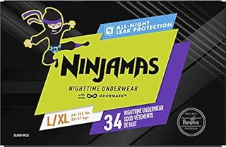 Pampers Ninjamas, Bedwetting Overnight Diapers Disposable Underwear, Nighttime Training Pants Boys, FSA HSA Eligible, 34 Count, Size L/XL (64-125 lbs), Packaging & Prints May Vary