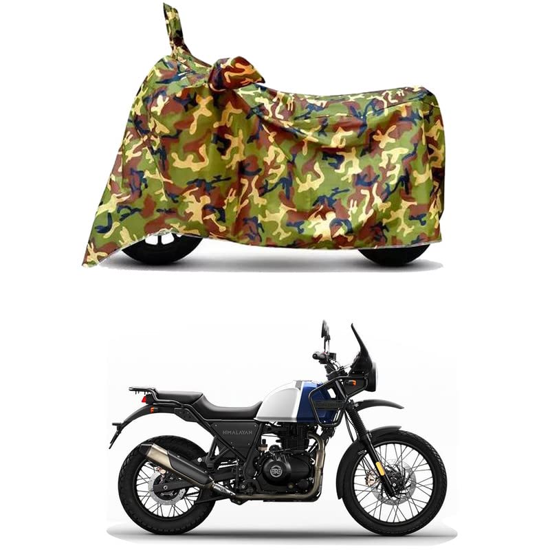 Image of Waterproof 100% PVC Coated Bike Scooty Two Wheeler Body Cover Compatible For Royal Enfie Himalayan Lake /UV-Rays /Heat Protection /Birds Dropping /Scratchproof /Dust proof /All [6X6 Jungle Print]