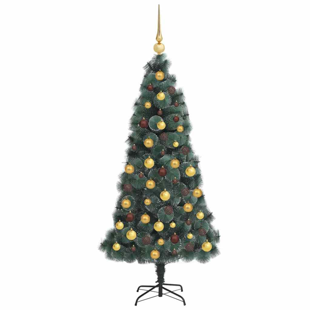 Albero di Natale artificiale pre-illuminato con palline verdi, USB LED
