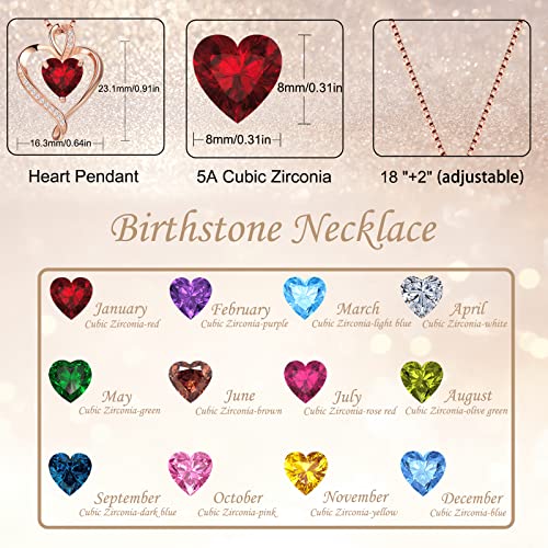 LAVUMO Necklaces for Women Sterling Silver Heart Pendant Chain Necklace Rose Gold Jewellery Cubic Zirconia Gifts for Girlfriend Wife Mum Her Birthday Anniversary Christmas Mothers Day Valentines Gift - Image 4