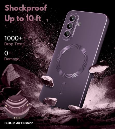 Image of DIZORO Samsung A37 Case, Compatible with MagSafe Back Cover, Matte Luxury Metallic Luster Flexible TPU Wireless Charging Shockproof Case with Camera Protector - Deep