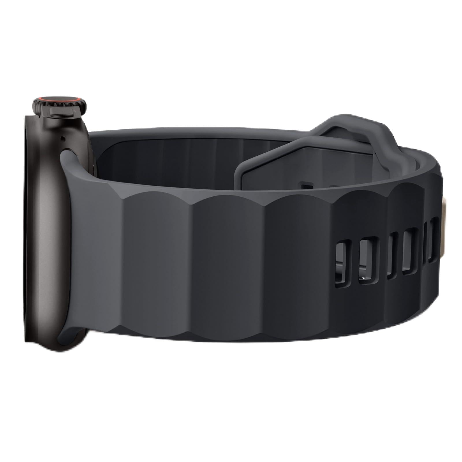 Sport Ultra Band Compatible with Apple Watch Ultra 2 Bands 49mm 46mm 45mm 44mm 42mm for Men,Update Deep Gray Silicone Wave Waterproof Strap for iWatch Band Series 10 9 8 7 6 5 4 3 2 1 SE Ultra Band