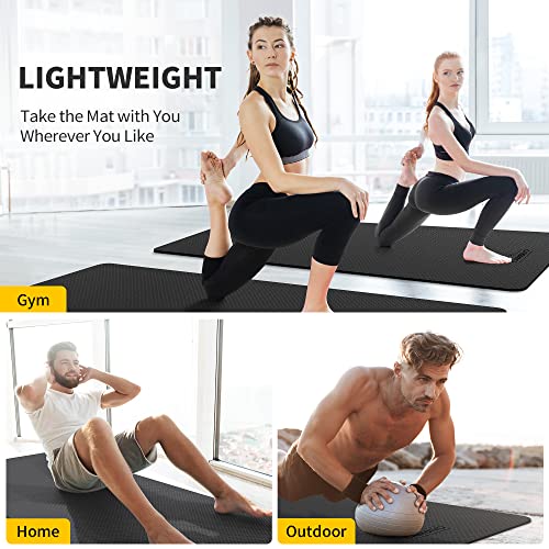 Cambivo Extra Wide Yoga Mat For Women And Men (72"X 32"X 1/4"), Eco-Friendly Sgs Certified, Large Tpe Exercise Fitness Mat For Yoga, Pilates, Workout (6Mm, Dark Black) #TOP5