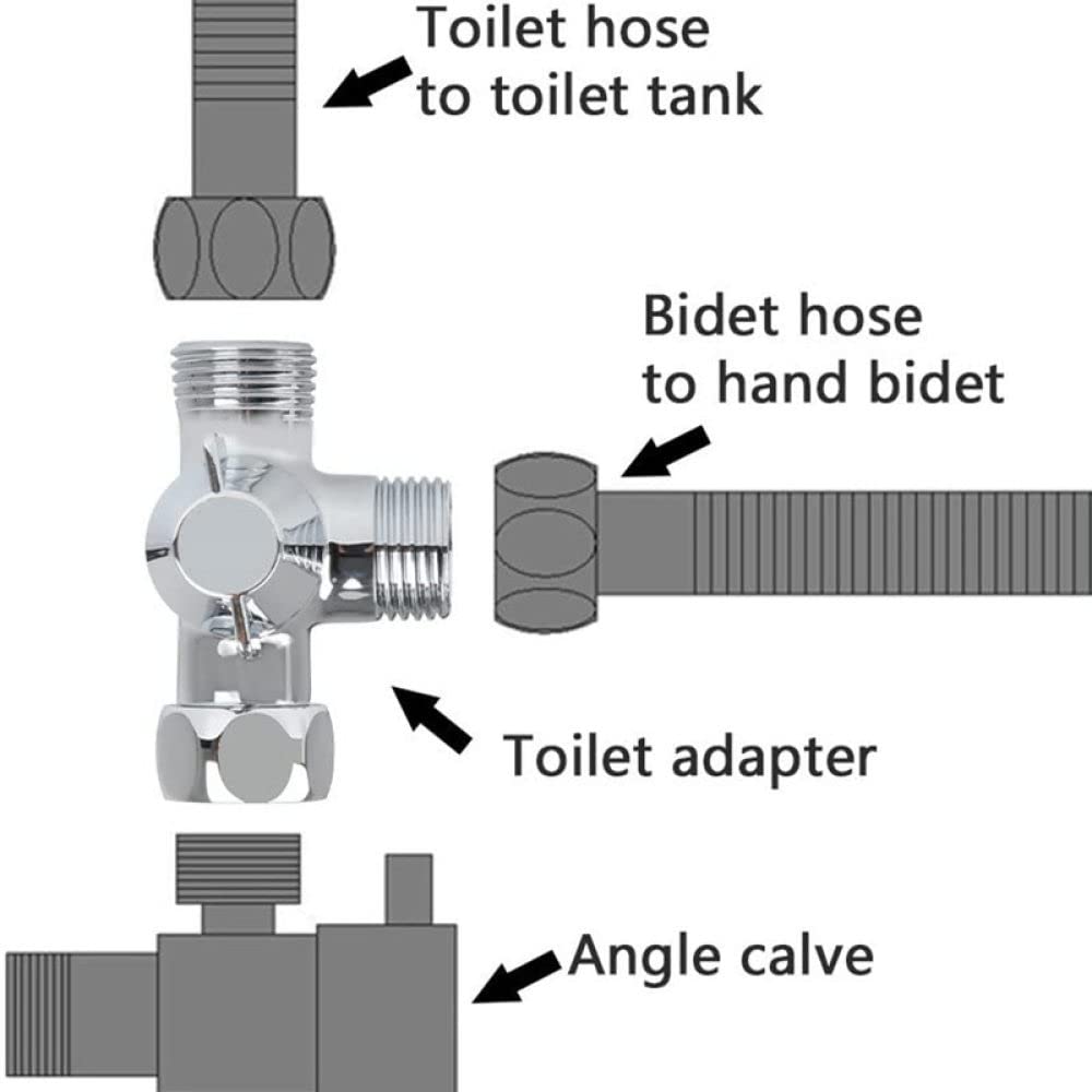 OTANA G1/2" Ducha Conector de Tres vías Válvula desviadora de latón Adaptador en Forma de T Separador de Agua Ajustable Grifo Divisor Piezas de baño,H
