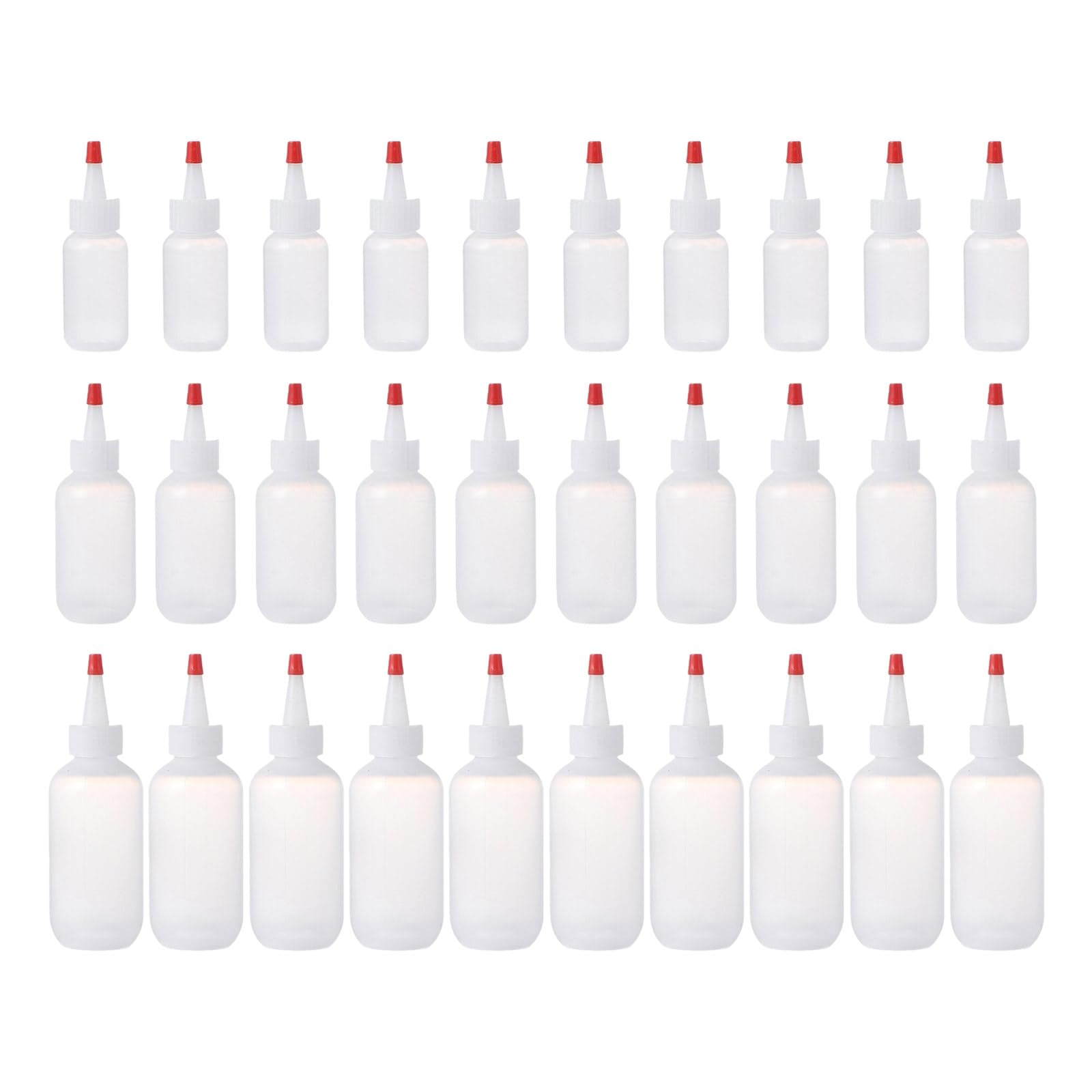 Récipient à condiments polyvalent 30 pièces, conception flexible et compressible avec poignée ergonomique, contrôle précis du liquide, bouteilles flexibles avec bouchons sécurisés pour un contrôle du