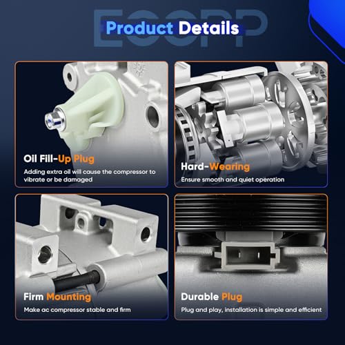 Image of ECCPP AC Compressor 1990-1997 Fit for Ford Aerostar 3.0L 1996-2001 Fit for Ford Explorer 5.0L AC Compressor with Clutch Rapid Cooling