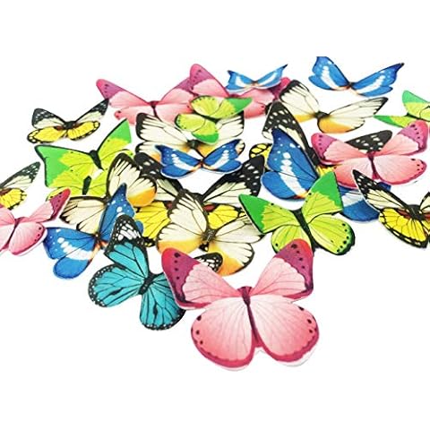 Set of 30 Edible Cupcake Toppers Wedding Cake Birthday Party Food Decoration Mixed Size & Colour (Butterfly) Cover