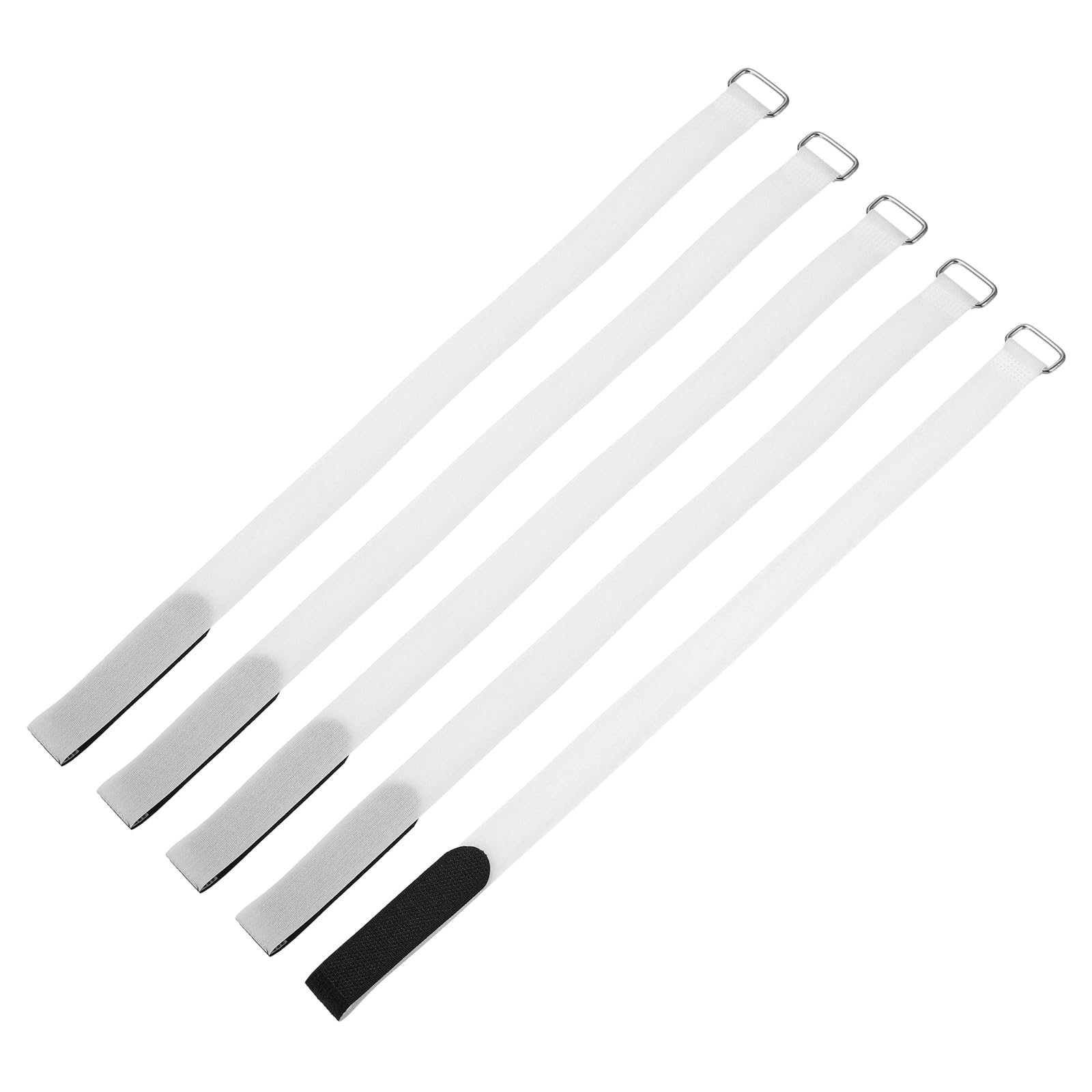 sourcing map 5Pcs Reusable Battery Tie Down Straps,2x45cm White Nylon Multipurpose Battery Hold Down Adjustable Cinch Strap Hook Loops Fastening Tie for Quadcopters FPV RC Drone Boat Cars
