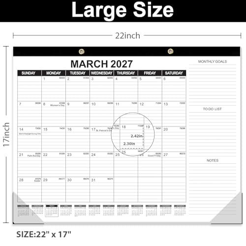 Image of GuassLee Large Desk Calendar 2026,22 inch x 17 inch Desktop Wall Calendar 19 Months Planner Runs from Jun. 2026 to Dec. 2027 with Julian Date To-do & Notes Monthly Goals for School Home Office