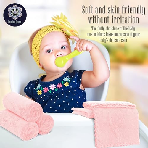 Image of 32 Pack Baby Washcloths - Luxury Coral Fleece - Extra Absorbent and Soft Wash Clothes for Newborns, Infants and Toddlers - Suitable for Sensitive Skin and New Born - Baby Shower - Pink, 10x10 Inch