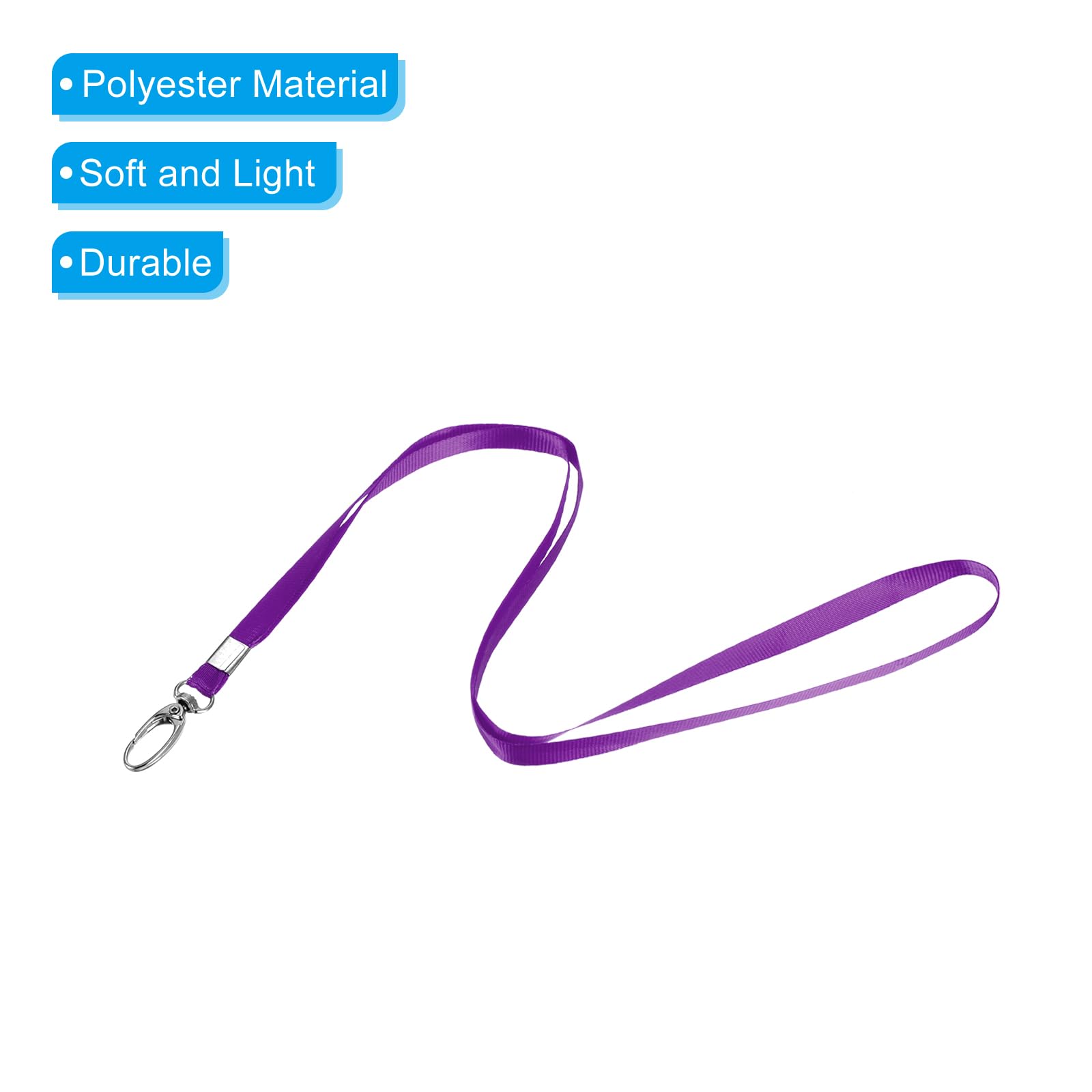 PATIKIL Neck Lanyards, 20 Pack Polyester Flat Strap Lanyard with Clip Swivel Hook for Office Id Badges Key Chains Purple - Image 4