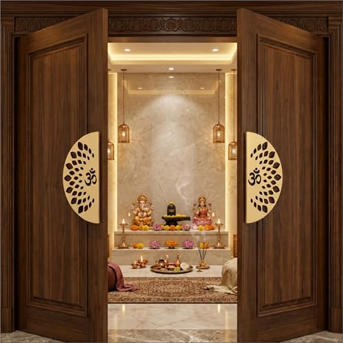 Image of COMPASS Main Door Handle | Door Handles for Main Door | Pull Handles for All The Doors of House | Office | Hotels, Antique Finish (Om Gold, 6 Inch)